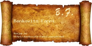 Benkovits Fanni névjegykártya
