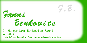 fanni benkovits business card